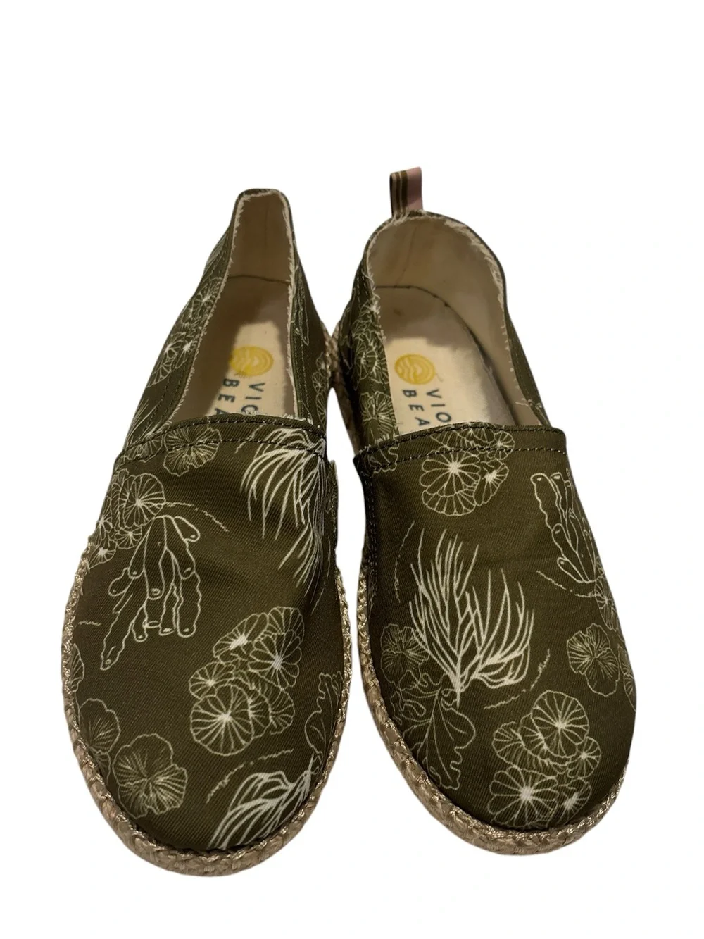 Vionic Beach Laguna Espadrille Slip on Loafers in Seaweed Coral Print 5